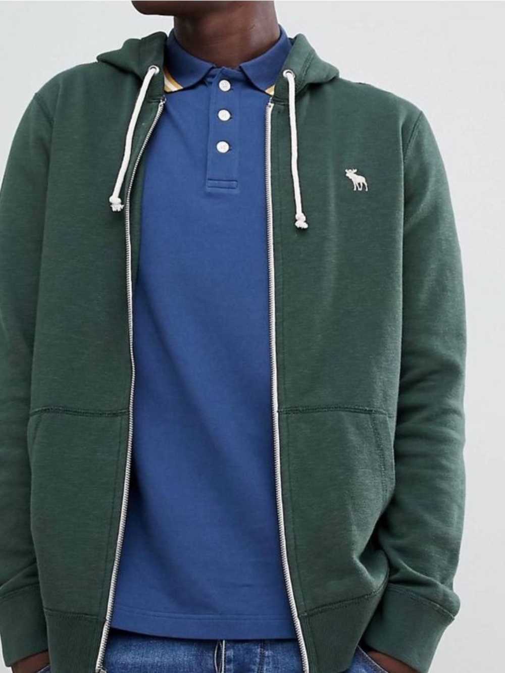 Abercrombie & Fitch Zip Up Hoodie Sweatshirt  Green Icon Logo Men’s XXL NWT